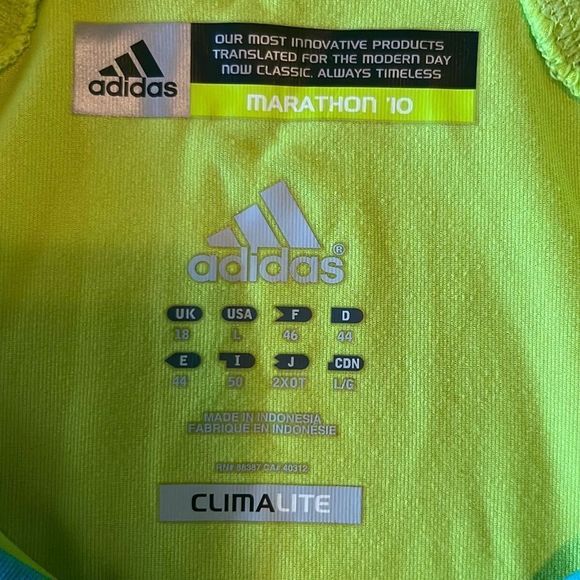 Adidas Women's Climalite Marathon 10 Neon Green Hooded Sweatshirt Size L - Picture 6 of 9